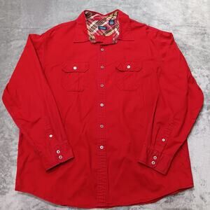 IZOD Men's Button-Down Long‎ Sleeve Casual Shirt Size XLarge Red